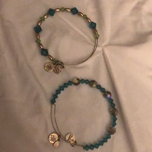 Alex and Ani turquoise jeweled bracelets